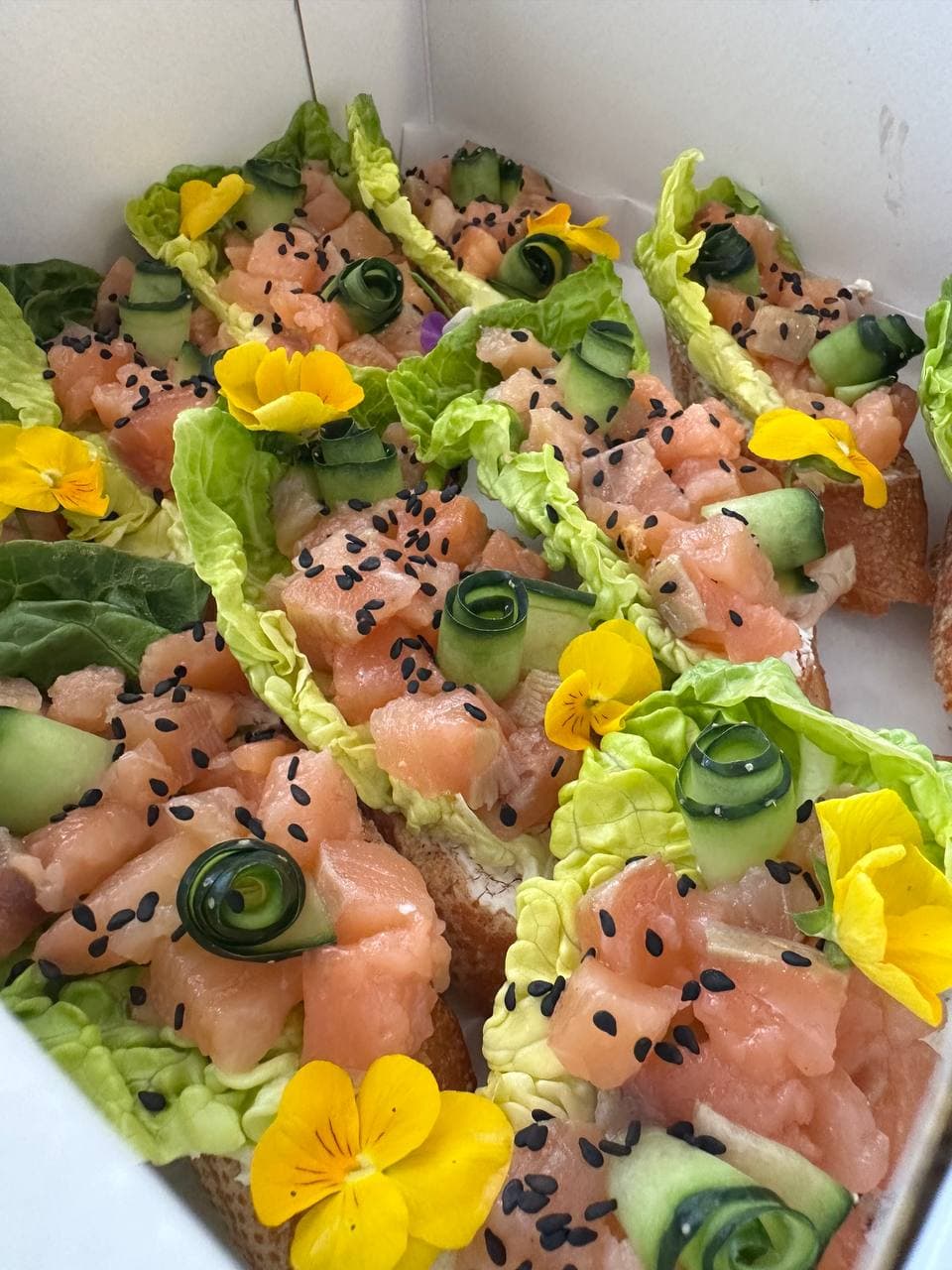 Box Salmon with Fresh Cucumber (foto 2) — Gourmet tapas catering delivery in Alicante | Reina de Tapas